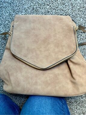 Taupe Leather Women’s Backpack Purse